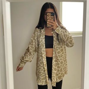 ZARA Giraffe Pattern Button Down Shirt